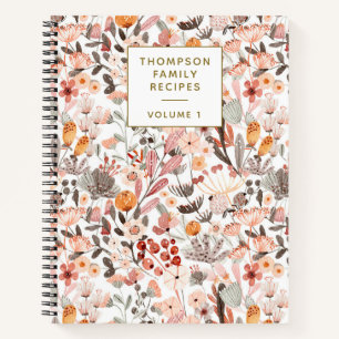 Carnet Stylish Floral Neutrals Jolie Recette personnalisé