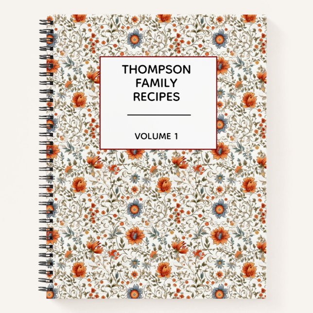 Carnet Stylish Floral Neutrals Personalized Recipe  (Devant)