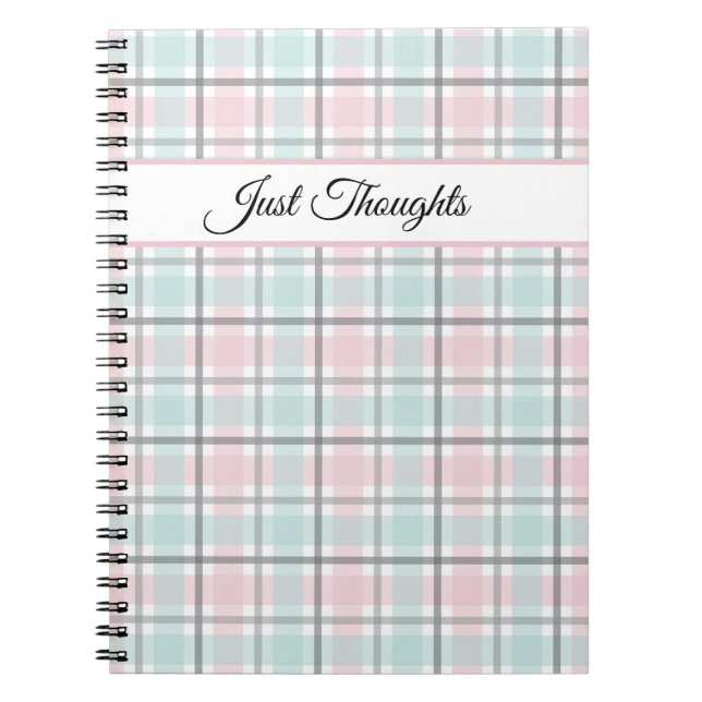 Carnet Stylish plaid with pastel gray, pink and blue  (Devant)