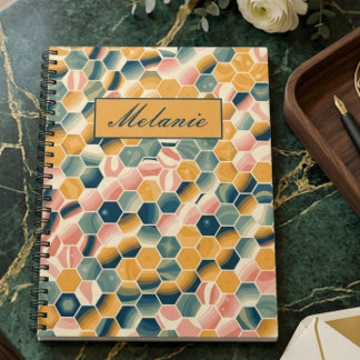 Carnet Stylish Vintage Geometric Hexagons Personalized