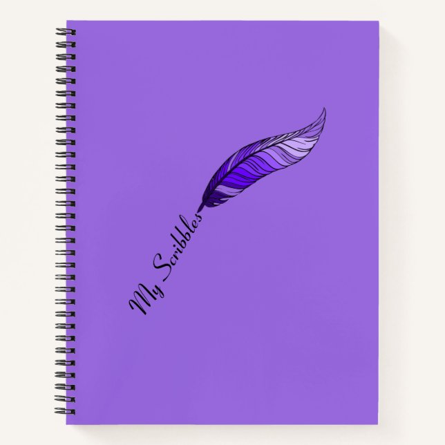 Carnet - Stylo en plumes violettes (Devant)