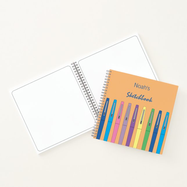 Carnet Stylos d'encre Doodle Enfant Light Orange Sketchbo (Intérieur)