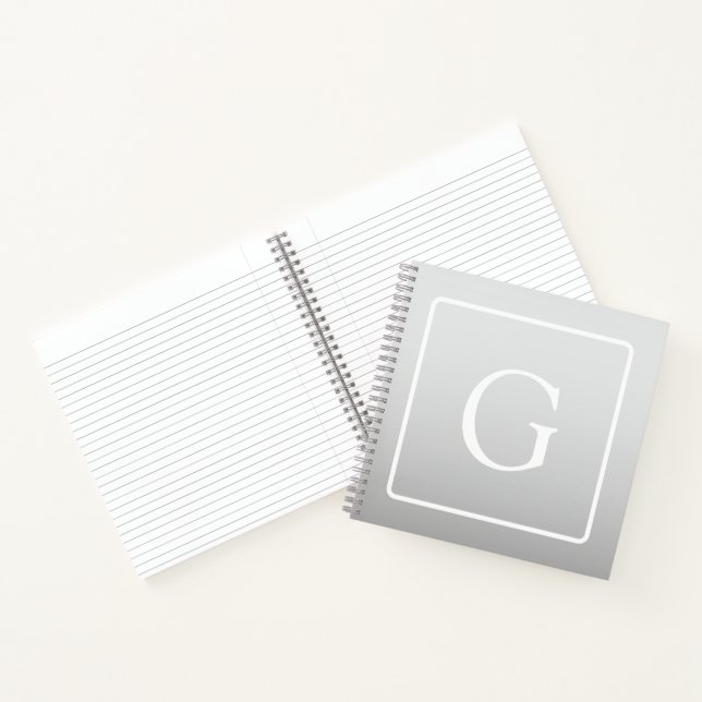 Carnet Subtil Gray Gradient Nom de famille Monogramme (Intérieur)