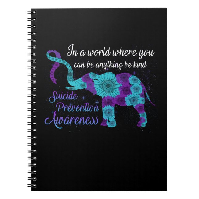 Carnet Suicide prevention Awareness Sunflower Elephant (Devant)