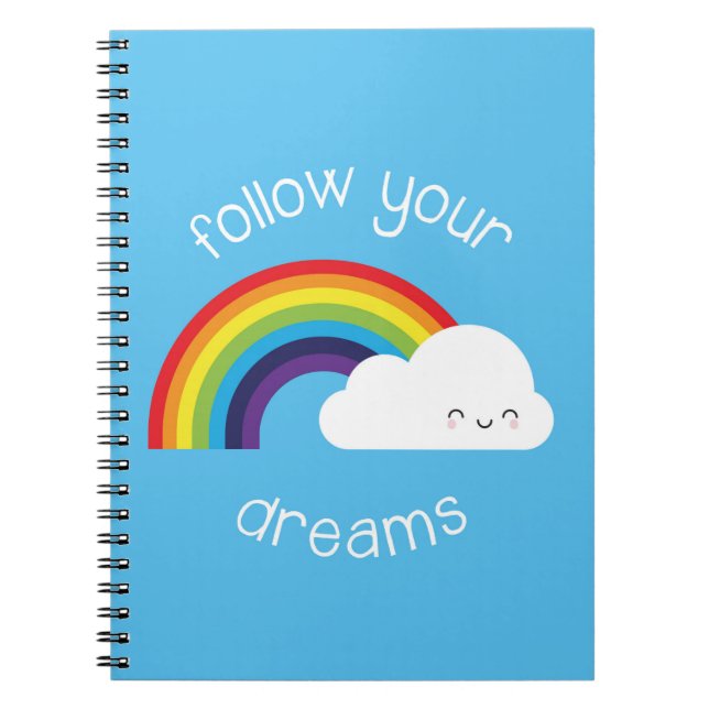 Carnet Suivez vos rêves Kawaii Rainbow (Devant)