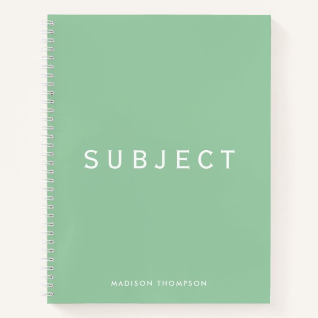 Carnet Sujet de l'école personnalisée Boho Mint Green (Devant)