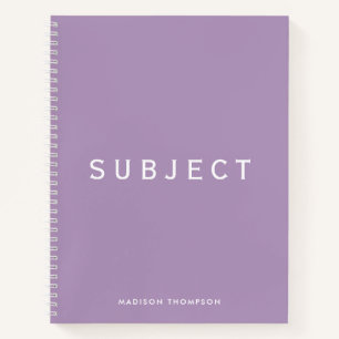 Carnet Sujet scolaire personnalisé Boho Purple