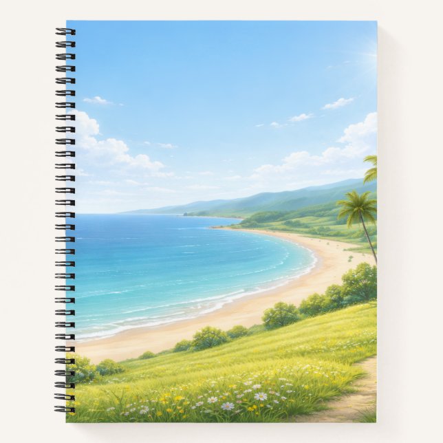 Carnet Summer Coastal Landscape Spiral Notebook (Devant)