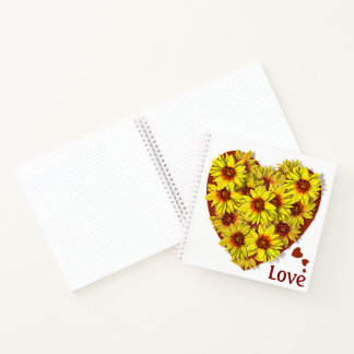 Carnet Sunflower Heart Spiral Notebook