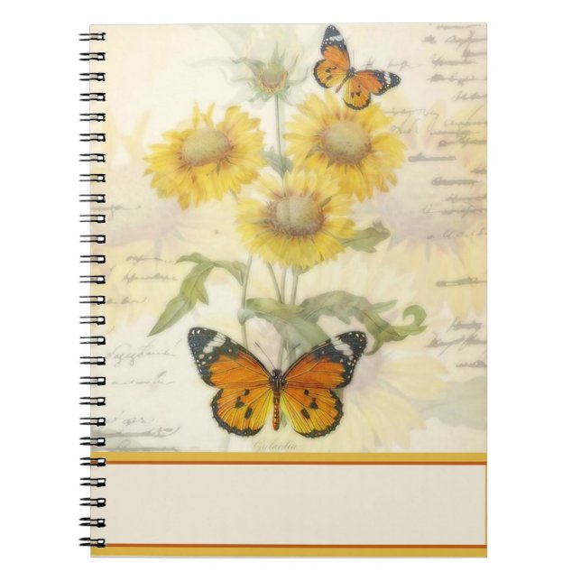 Carnet Sunflowers and butterfly (Devant)