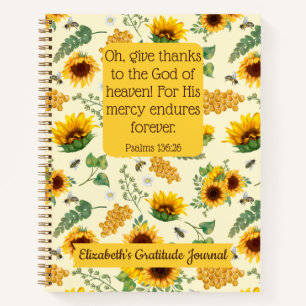 Carnet Sunflowers Bees Custom Bible Verse Christian Cadea