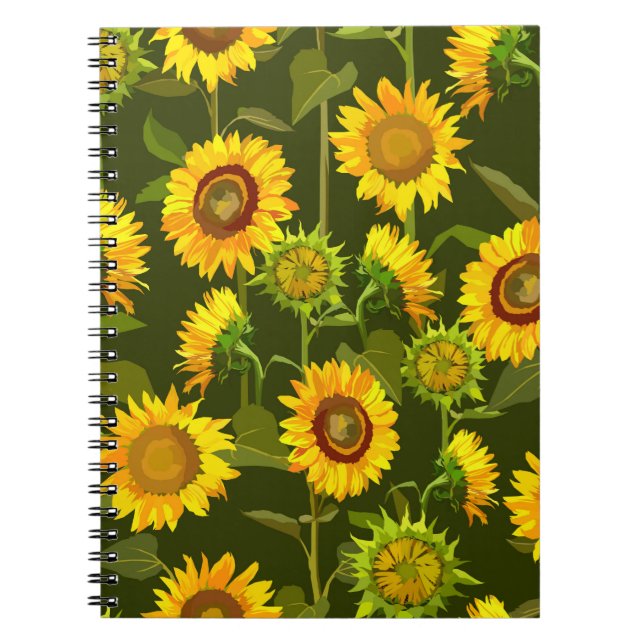 Carnet Sunflowers motif continu été (Devant)