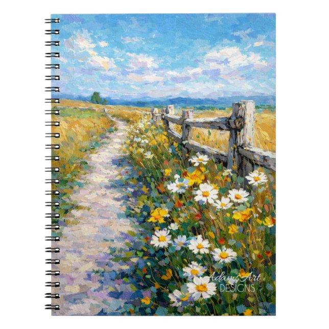 Carnet Sunlit Wildflower Path Impressionist Meadow (Devant)