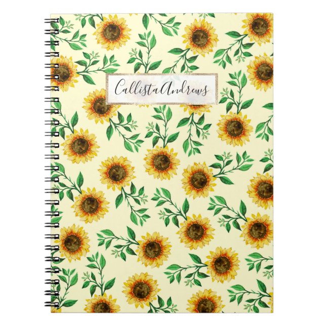 Carnet Sunny Neon Pastel Fleurs de soleil Jaunes Motif Fe (Devant)