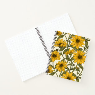 Carnet Sunroot, tournesol sauvage sur blanc