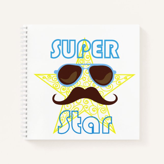 Carnet Super Star with sunglasses and mustache (Devant)