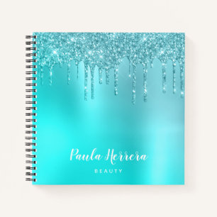 Carnet Superbes gouttes de menthe bleu aqua & parties sci
