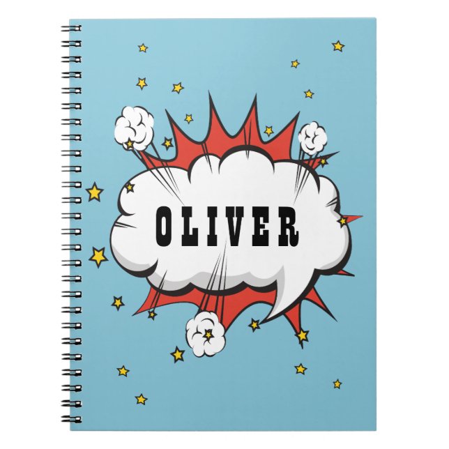 Carnet Superhero Comic Speech Bubble Boy Name (Devant)