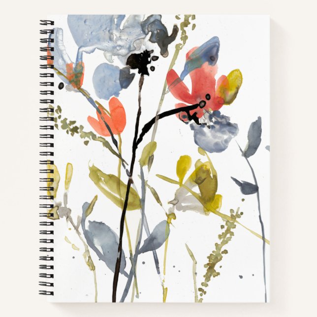Carnet Superposition de fleurs - Aquarelle Fleurs et tige (Devant)