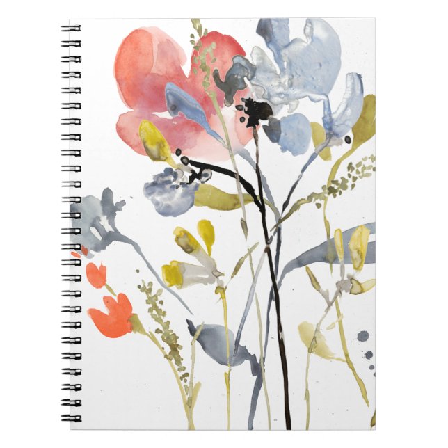 Carnet Superposition de fleurs - Aquarelle Fleurs pastel (Devant)