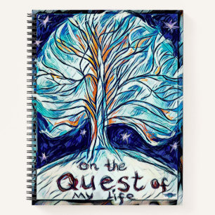 Carnet Sur la quête de ma vie avec arbre et étoiles