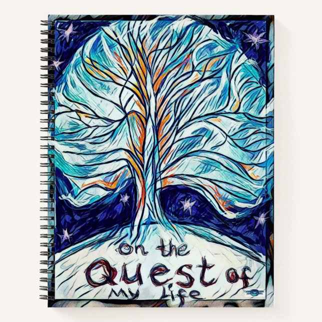 Carnet Sur la quête de ma vie avec arbre et étoiles (Devant)