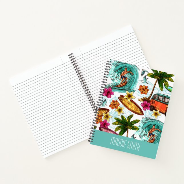 Carnet surf cool motif de plage (Intérieur)