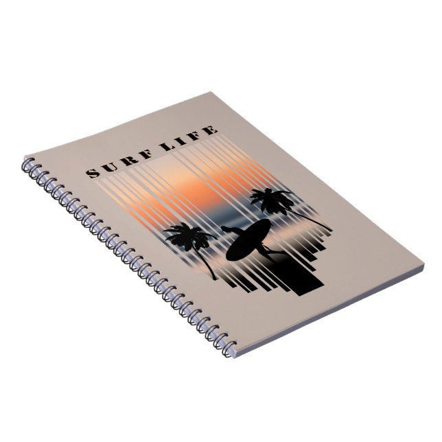 Carnet Surfer Marchant Sur La Plage Au Coucher Du Soleil  (Côté Droit)