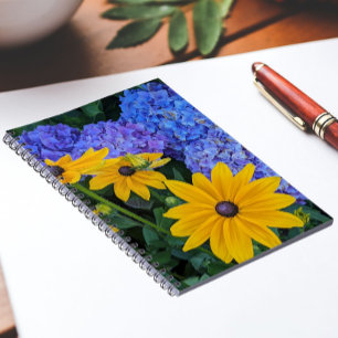 Carnet Susan aux yeux noirs et Hydrangea Bleue Florale