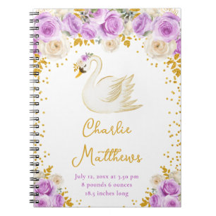 Carnet Swan Purple et Gold Roses statistiques de naissanc