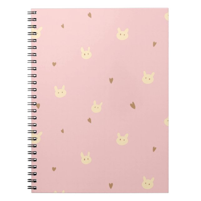 Carnet Sweet Bunny & Hearts Seamless Pattern – Cute Pink  (Devant)