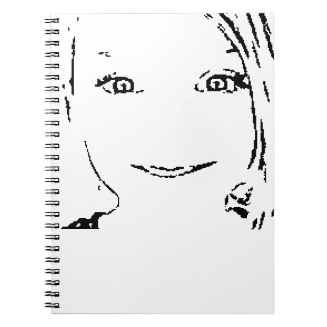 Carnet Sweet Girl, Portrait noir blanc, Yeux clairs (Devant)