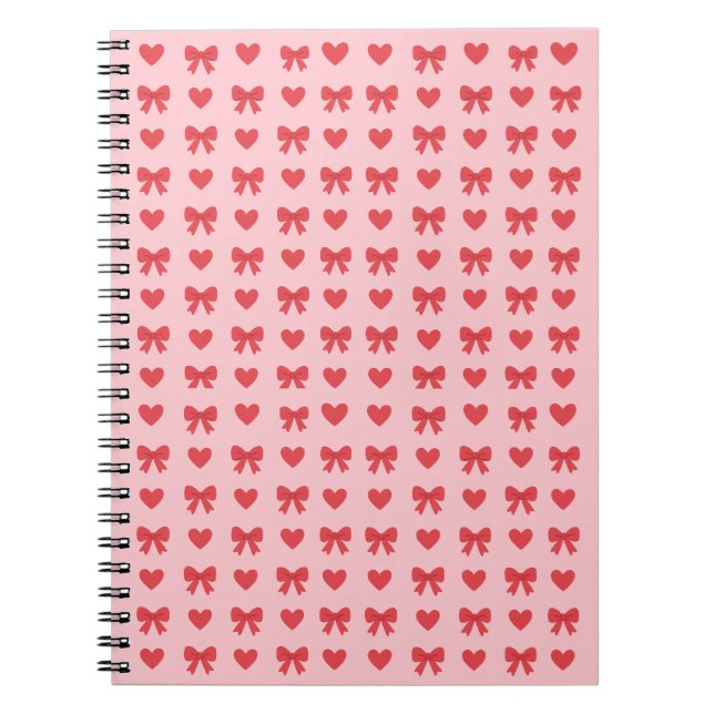 Carnet Sweet Pink Hearts & Bows Pattern (Devant)