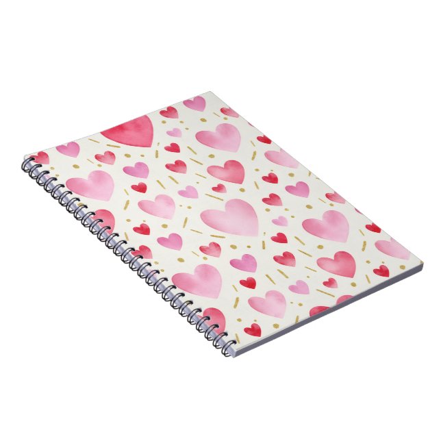 Carnet Sweet Pink Watercolor Hearts (Côté Droit)
