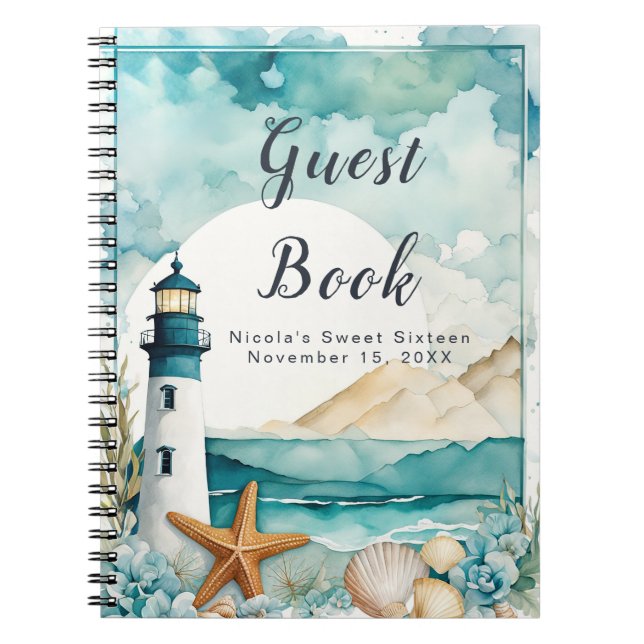Carnet Sweet sixteen phare Nautique Anniversaire (Devant)