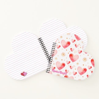 Carnet Sweet Valentine Heart Pattern with Golden Glitter