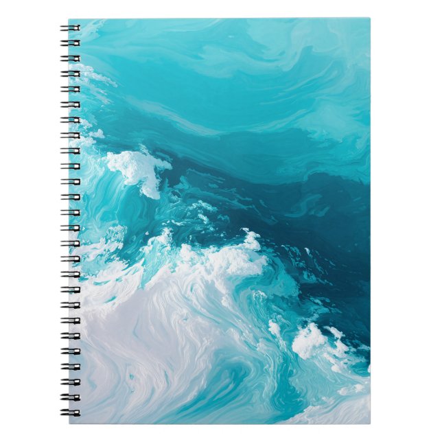 Carnet Swirling Turquoise Waves Abstract Ocean Wave Art (Devant)