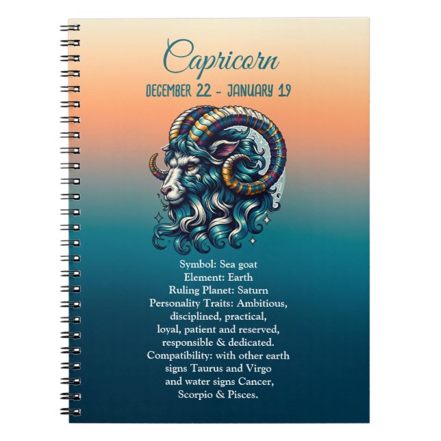 Carnet SYMBOLE Astrologique Horoscope Capricorne (Devant)