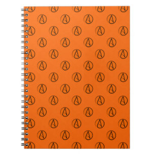 Carnet Symbole athée : noir sur orange