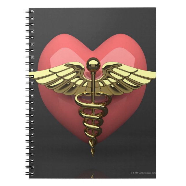 Carnet Symbole cardiaque avec symbole médical (caduceus) (Devant)