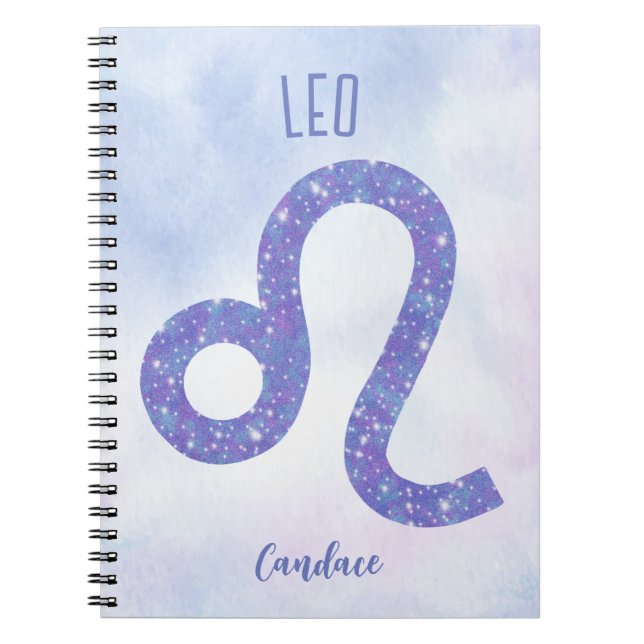 Carnet Symbole d'Astrologie Leo Personnalisé Violet (Devant)