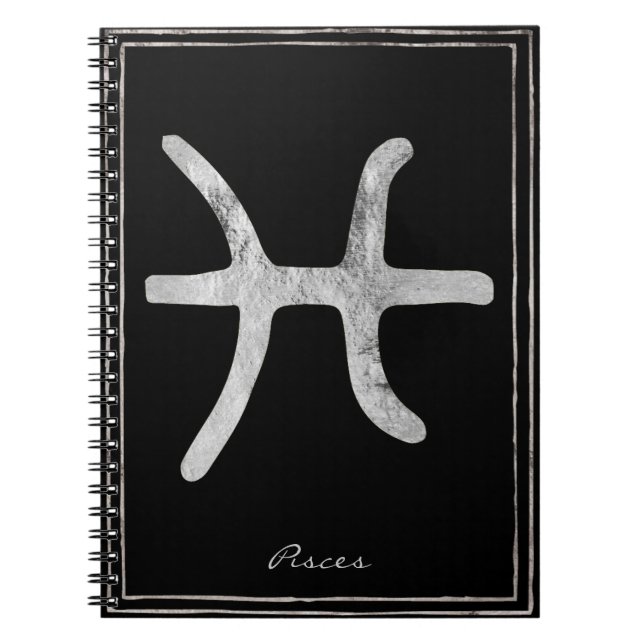 Carnet Symbole d'astrologie stylisée en argent martelé (Devant)