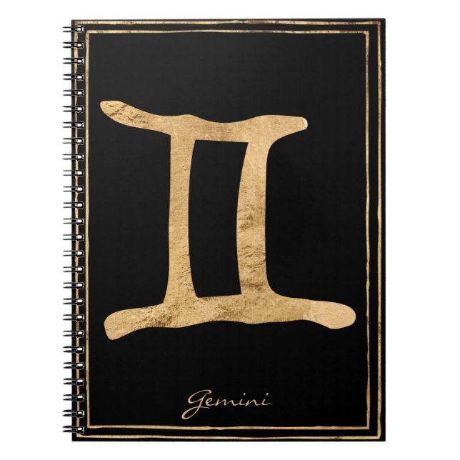 Carnet Symbole d'astrologie stylisée en or Gemini (Devant)