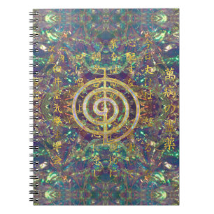 Carnet Symbole de Choku Rei d'or et préceptes de Reiki