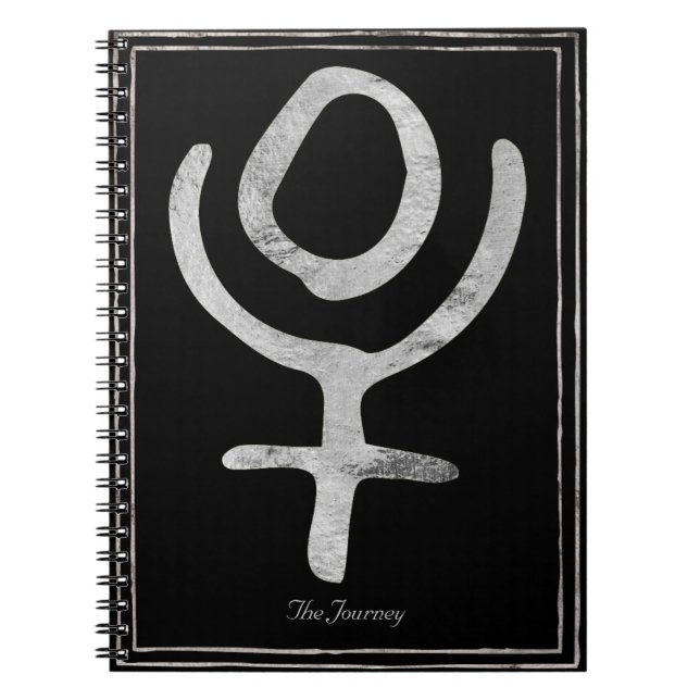 Carnet Symbole de planète Pluto stylisée en argent martel (Devant)