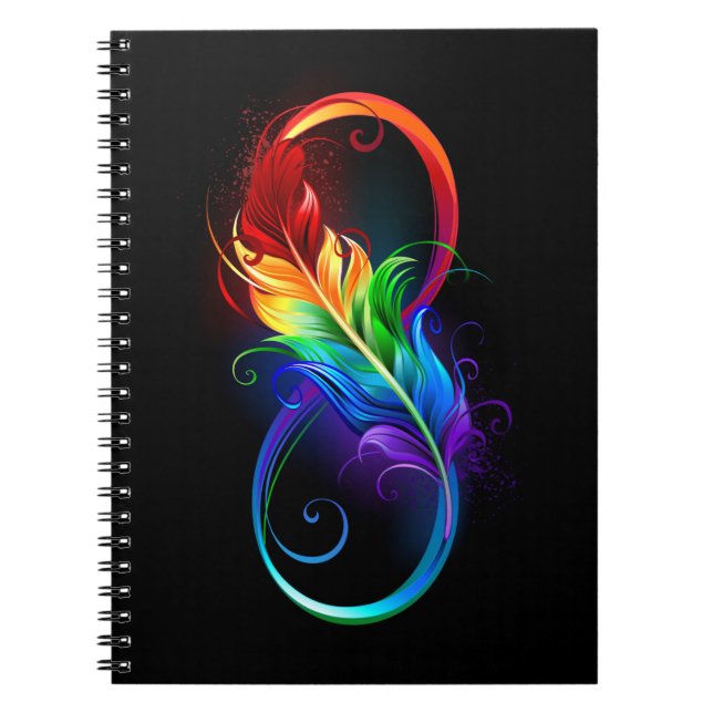 Carnet Symbole d'infini avec plume arc-en-ciel (Devant)