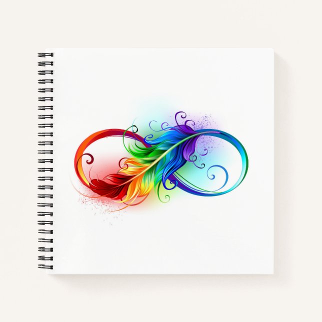 Carnet Symbole d'infini avec plume arc-en-ciel (Devant)
