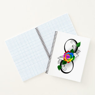 Carnet Symbole d'infini avec Rose arc-en-ciel