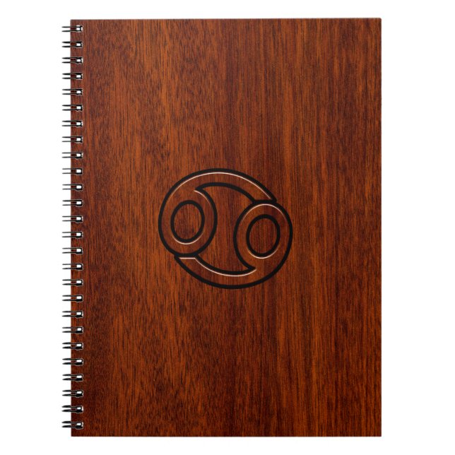 Carnet Symbole du cancer du zodiaque sur le style bois de (Devant)