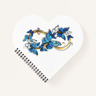 Carnet Symbole infini de papillons Morpho bleus